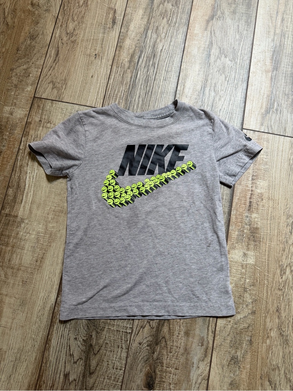 Nike Gray Short Sleeve Tee with Neon Yellow Swoosh
